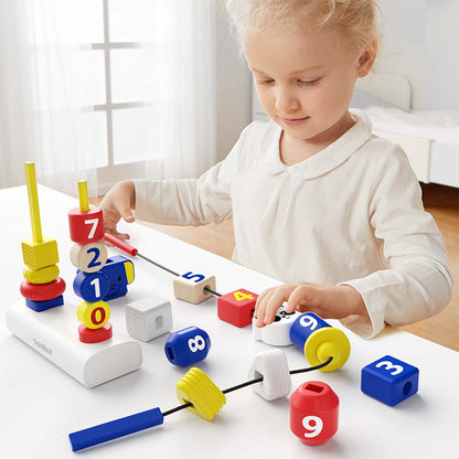 TopBright 3-in-1 Fine Motor Activity - Stack, Lace & Maze Toy For Toddlers