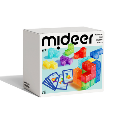 Mideer - Magnetic Cube Building Blocks - Kids Geometry Game 54 Activity Cards