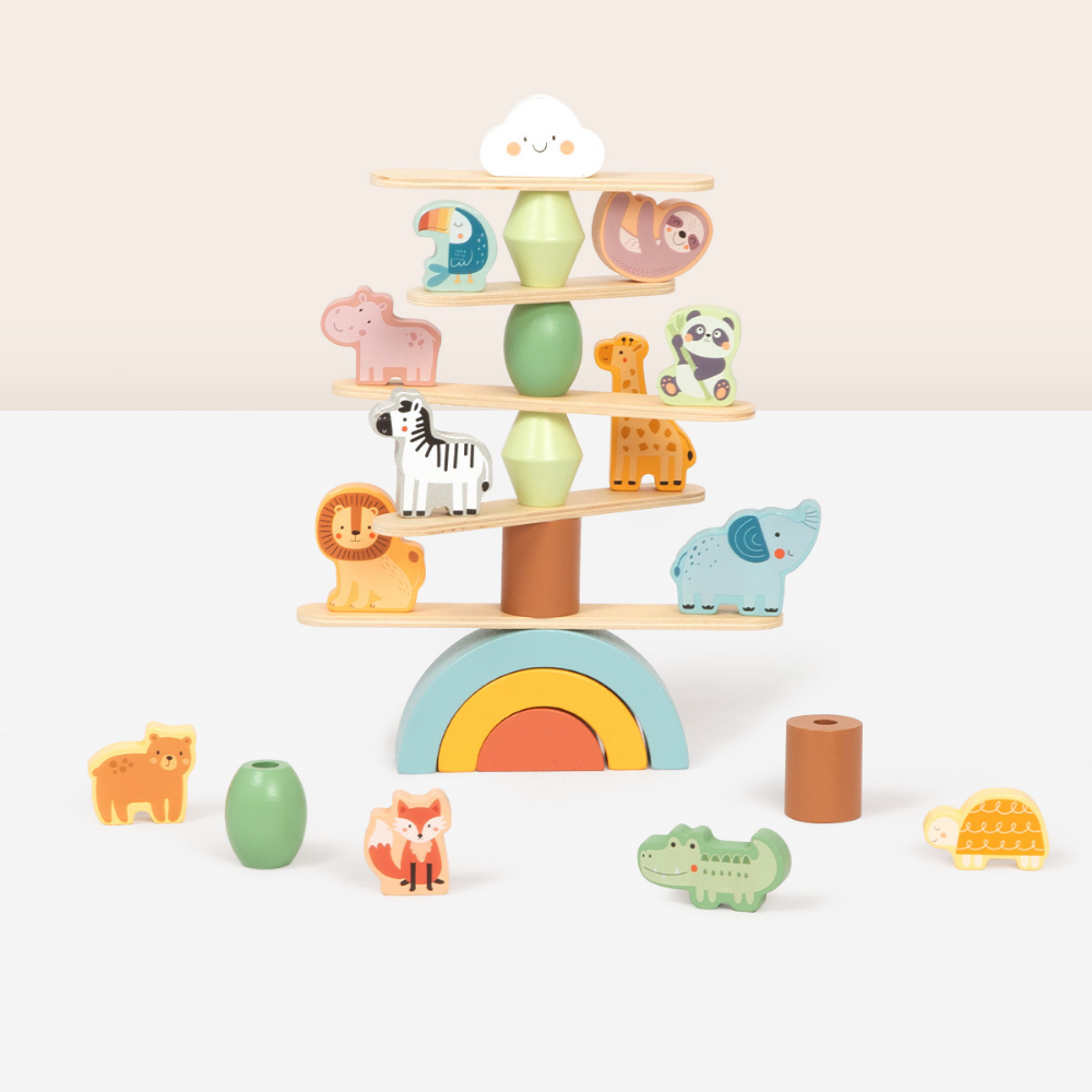 TookyToy - Savannah Stacking Animals Friends - Fine Motor Balance Toy 27pcs