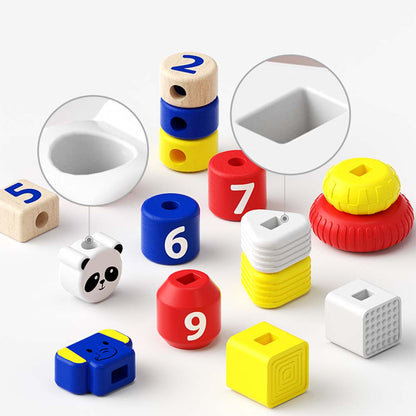 TopBright 3-in-1 Fine Motor Activity - Stack, Lace & Maze Toy For Toddlers