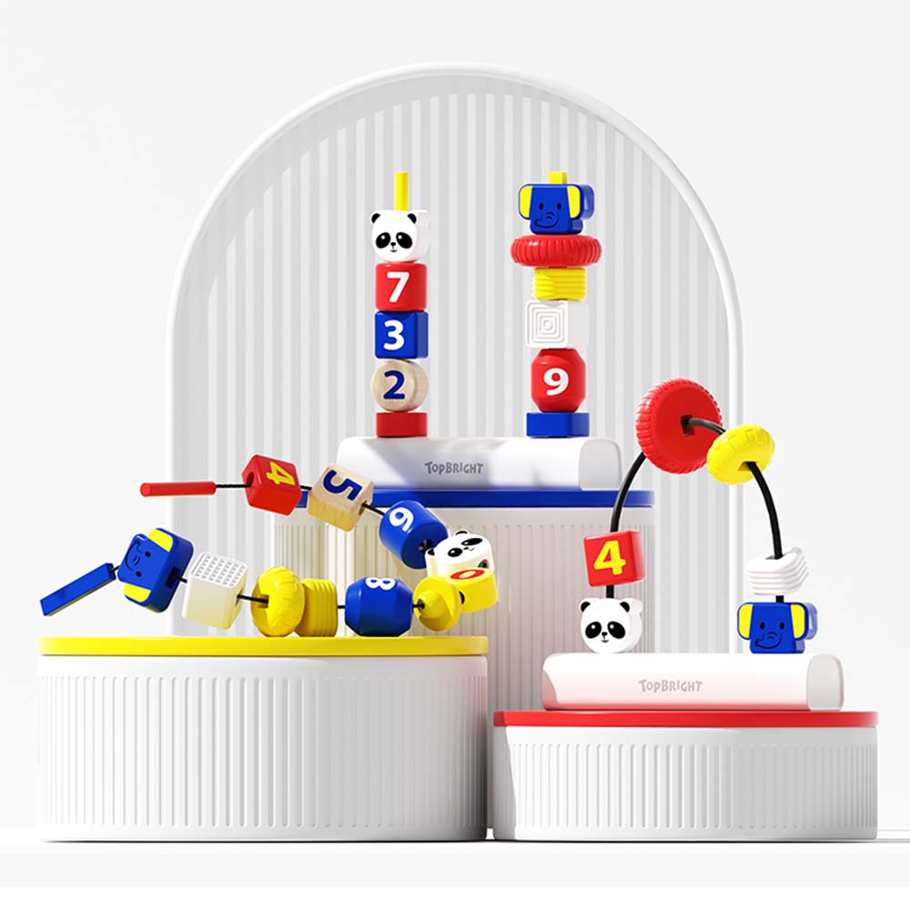 TopBright 3-in-1 Fine Motor Activity - Stack, Lace & Maze Toy For Toddlers