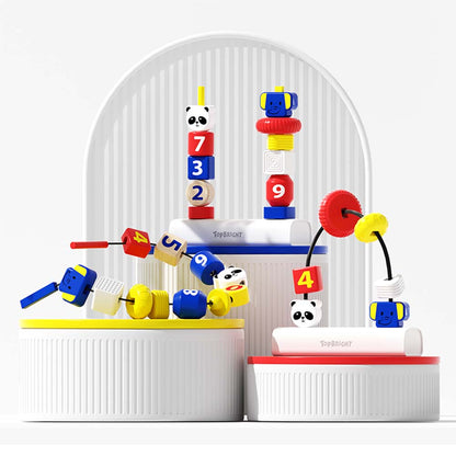 TopBright 3-in-1 Fine Motor Activity - Stack, Lace & Maze Toy For Toddlers