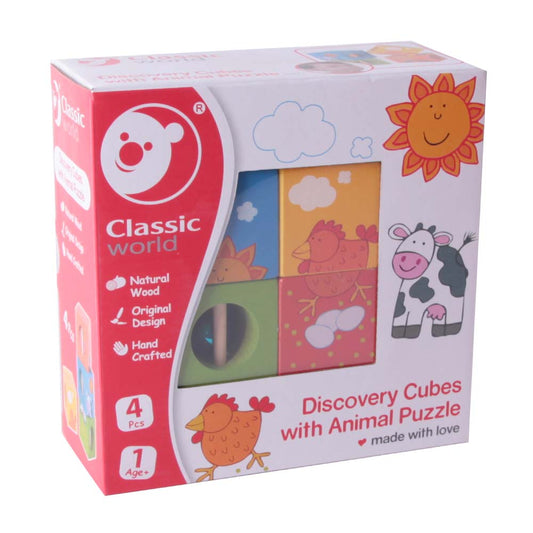 Classic World - Discovery Cubes with Animal Puzzle - 4pcs